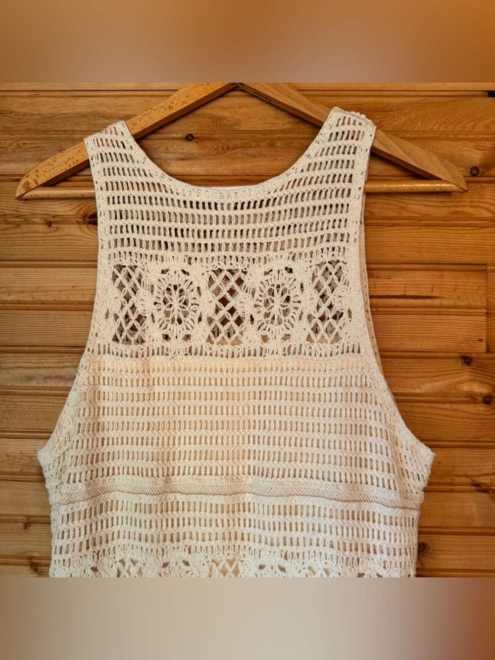 BB Dakota Steve Madden Crochet Maxi Dress Cream Large Boho Beach Coastal Cowgirl - Picture 4 of 9